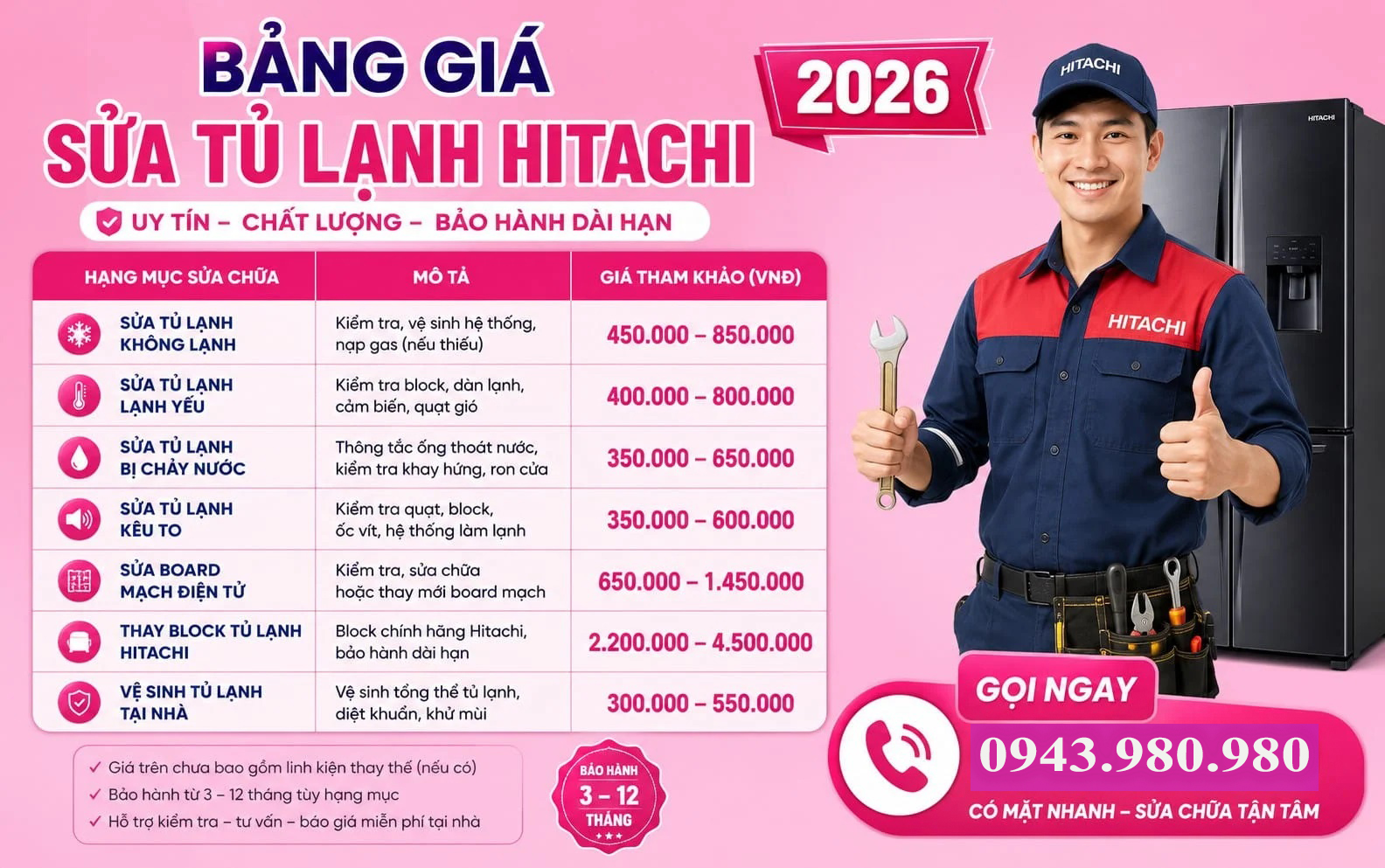 Thợ kiểm tra và báo giá sửa tủ lạnh Hitachi tại nhà Hà Nội