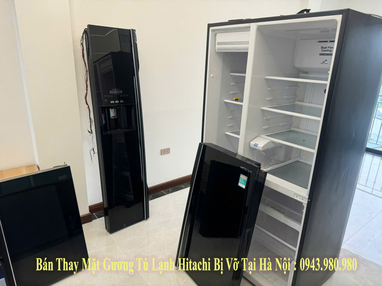 Thợ thay mặt gương tủ lạnh hitachi bị vỡ tại nhà